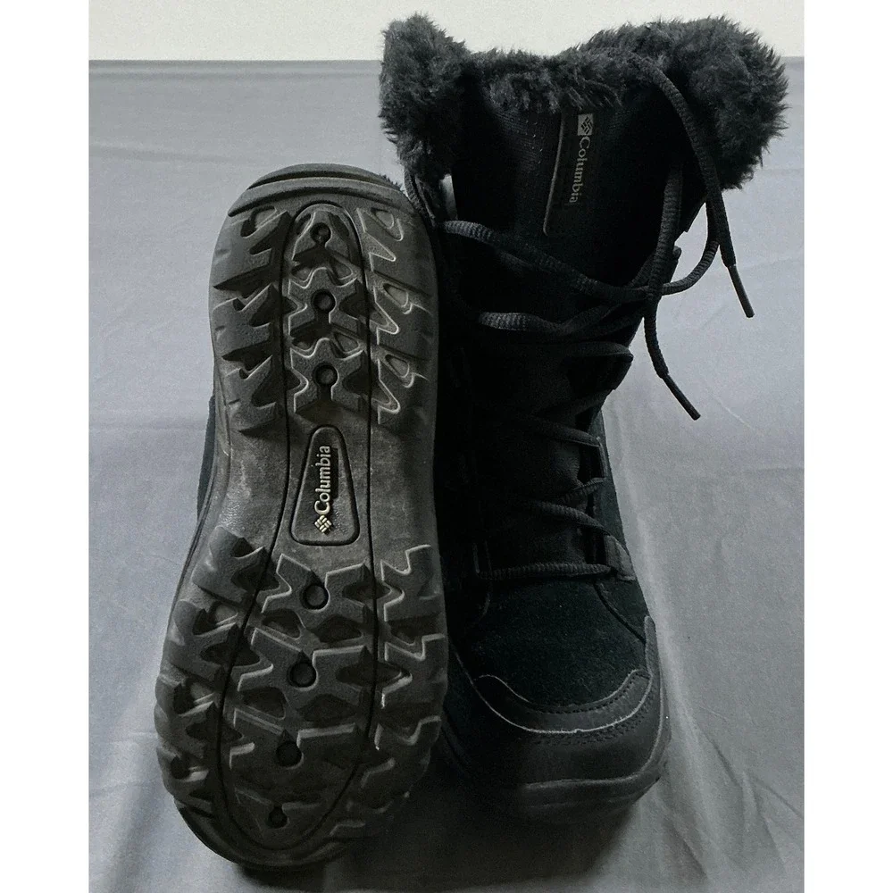 Columbia Ice Maiden II Black Waterproof Winter Boots Faux Fur Womens 6.5